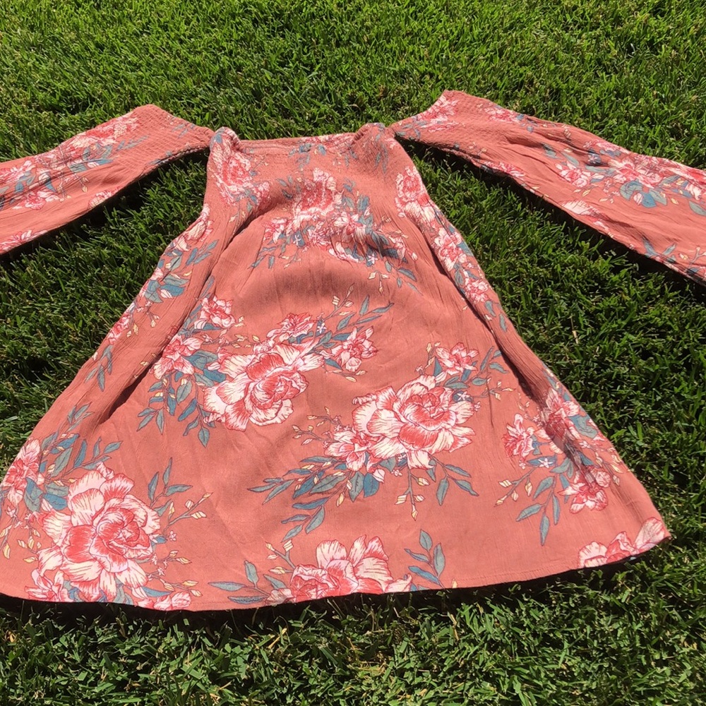 Billabong Rust Pink Floral Off-Shoulder Dress - Picture 10 of 14